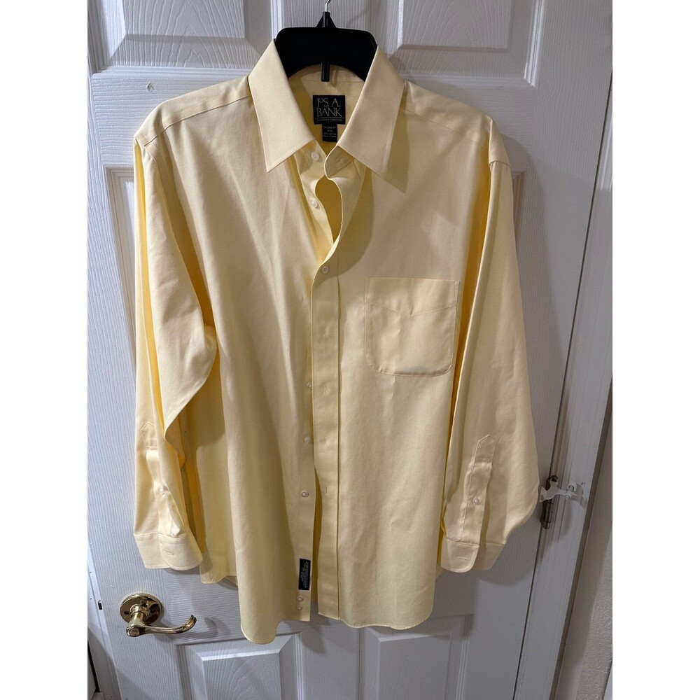 Jos A. Bank Size 16 Long Sleeve Button Down Yellow Shirt Men's